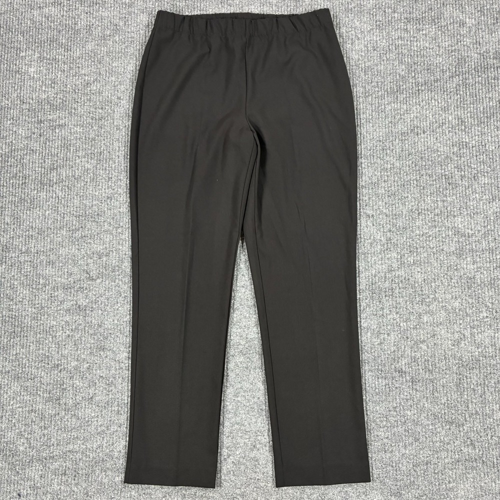 Susan Graver Womens Pull On Dress Pants Size 8 Black Straight Leg High Rise